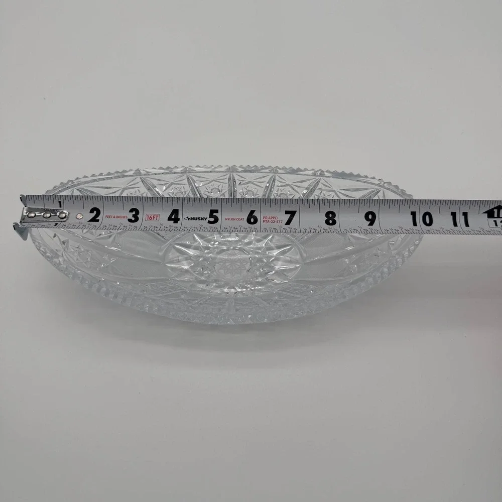 Vintage American Brilliant Cut‎ Glass Oval Serving Bowl